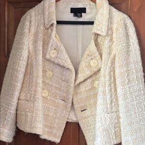Zara Cream Textured Women's Blazer Chanel style